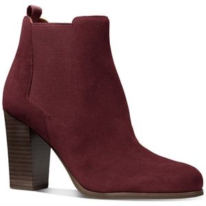 NEW MICHAEL Michael Kors Women's Lottie Bootie Suede Dark Berry  Size 10M